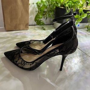 Zara Heels in Black Lace for Women, Size 7